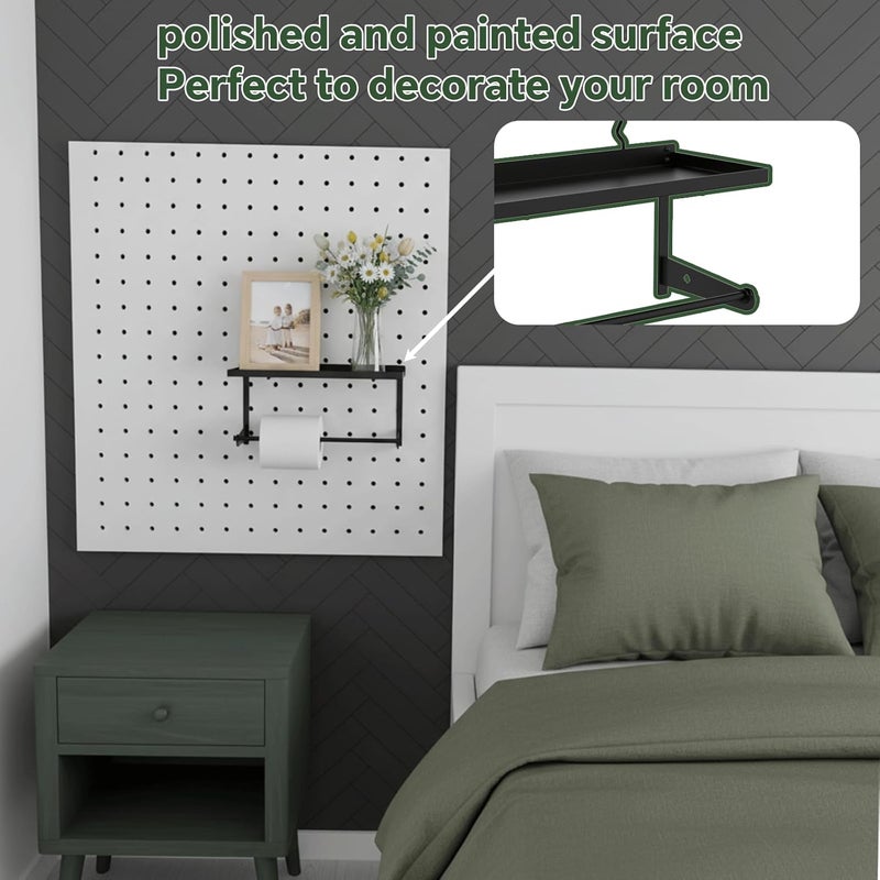 AXYCXIN 1 Pack Paper Towel Holder for Pegboard, Pegboard Paper Towel Holder with Shelf, Heavy Duty Peg Board Accessory, Pegboard Accessories for Garage, Workbench, Laundry or Craft Room Organization - Image 5